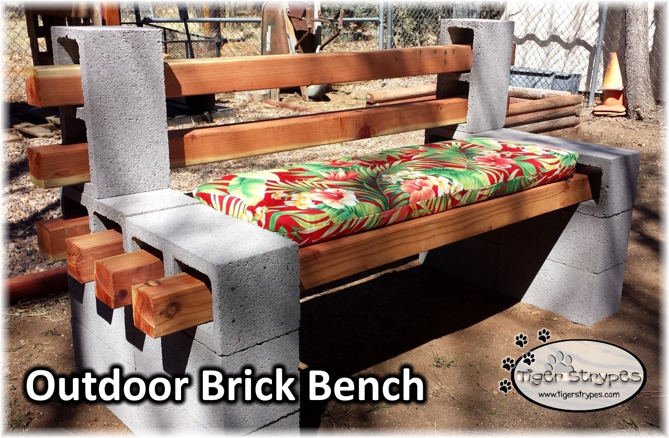 Learn How to Make an Outdoor Brick Bench #TigerStrypesBlog